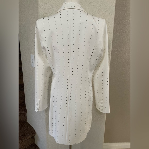 Lucy Paris White Embellished Blazer Dress Bridal Engagement Cocktail S - Picture 6 of 13
